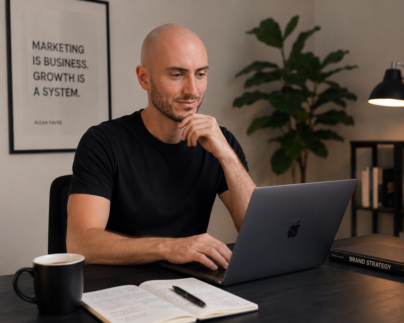 Alixan Favre à son bureau, sous le principe growth is a system